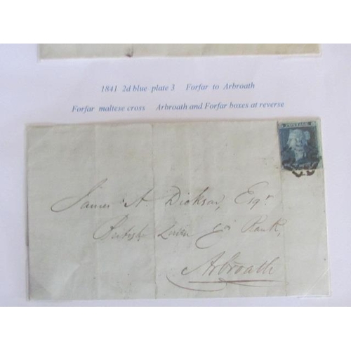 1746 - Great Britain Two Pence Blue Two Letters, One Having Two Tuppeny Blue Stamps 1841 London to Darby an... 