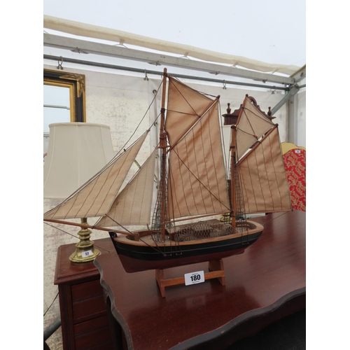 180 - Vintage Trawler Model on Wooden Stand 24 Inches Long x 20 Inches Tall