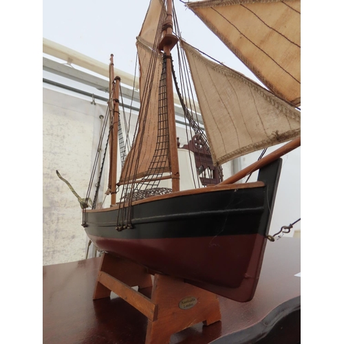 180 - Vintage Trawler Model on Wooden Stand 24 Inches Long x 20 Inches Tall