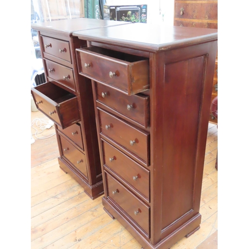 189 - Pair of Mahogany Five Drawer Tall Chests Attractive Form Each 25 Inches Wide x 50 Inches Tall