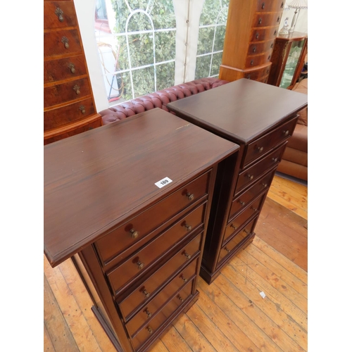 189 - Pair of Mahogany Five Drawer Tall Chests Attractive Form Each 25 Inches Wide x 50 Inches Tall