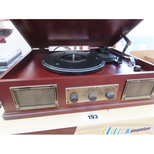 193 - Retro Style Steepaltone Record Player and Radio as New with Box