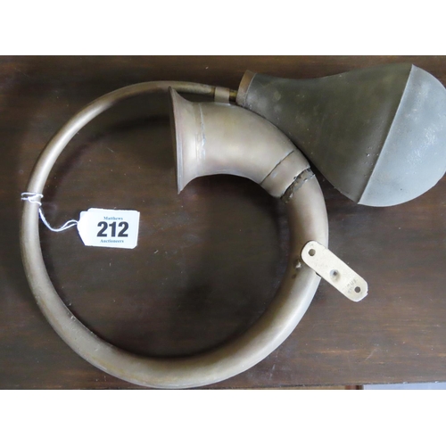 212 - Antique Brass Car Horn Approximately 10 Inches