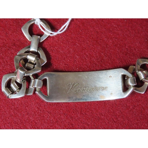 220 - Gents White Metal Bracelet Possibly Silver Engraved Graham