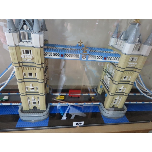 236 - Lego Set 10214 Tower Bridge Constructed and Displayed in Custom Perspex Case of 41 Inches x 19 Inche... 