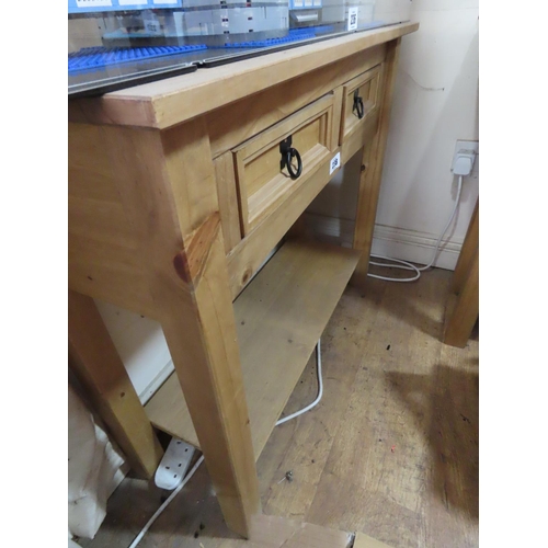 238 - Pine Two Drawer Side Table 36 Inches Wide x 29 Inches Tall