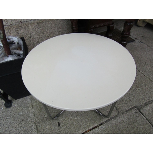 251 - Designer Circular Form Low Table with Chrome Base Approximately 26 Inches Diameter x 18 Inches High