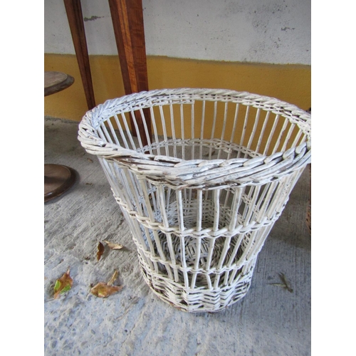 264 - Two Old Wicker Work Office Waste Paper Baskets Tallest Approximately 18 Inches High