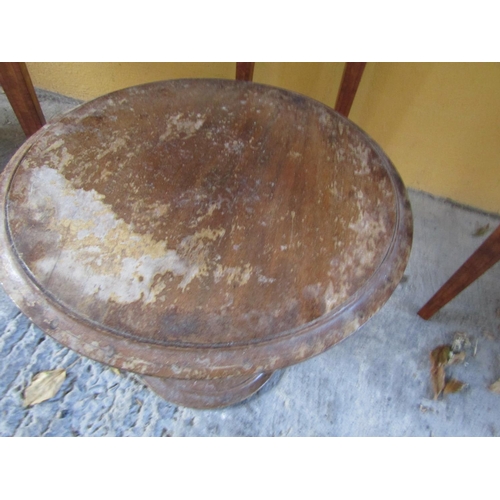 265 - Mahogany Circular Form Low Table Pedestal Base Approximately 16 Inches Wide x 12 Inches High