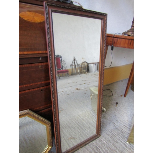 267 - Rectangular Form Wall Mirror with Gilded Octagonal Form Mirror Two in Lot Tallest Approximately 38 I... 