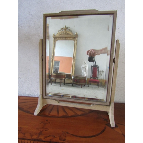 270 - Vintage Dressing Table Mirror Rectangular Form Polychrome Decorated Approximately 22 Inches High