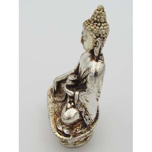 272 - White Metal Possibly Tibetan Silver of Religious Deity Known as Quanlin for Prosperity and Good Luck