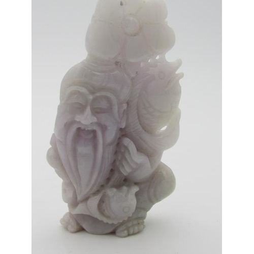 274 - Beautiful Jade Carving of Fisherman Lotus Flower Approximately 10cm High x 3cm Wide