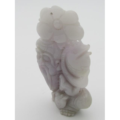 274 - Beautiful Jade Carving of Fisherman Lotus Flower Approximately 10cm High x 3cm Wide