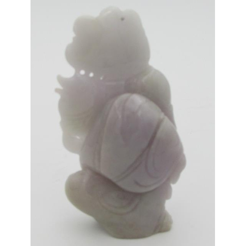 274 - Beautiful Jade Carving of Fisherman Lotus Flower Approximately 10cm High x 3cm Wide