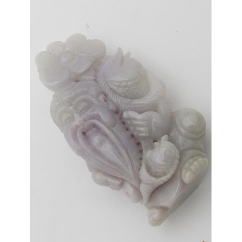 274 - Beautiful Jade Carving of Fisherman Lotus Flower Approximately 10cm High x 3cm Wide