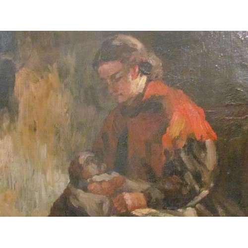 278 - Oil Painting Depicting Mother and Child in Bespoke Frame in Immaculate Condition 60cm x 40cm