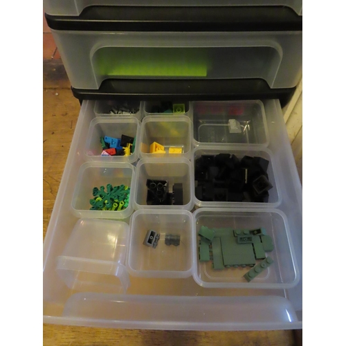 303 - Set of Eight Plastic Filing Drawers Containing a Quantity of Lego Pieces 26 Inches Tall