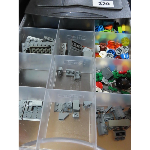 320 - Set of Eight Stacking Shelf Units Containing a Large Quantity of Lego Pieces