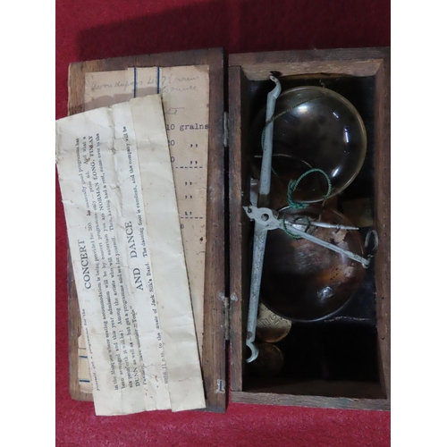 328 - Antique Set of Balance Scales in Original Box Containing Some Coin Weights