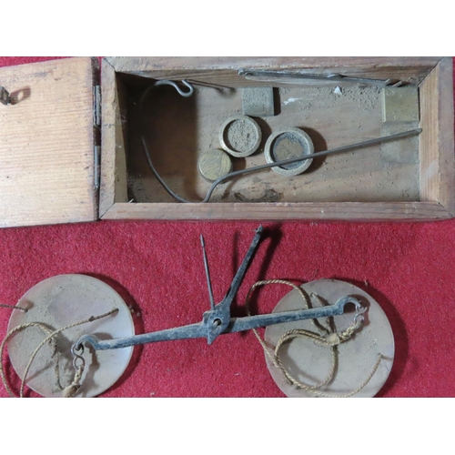 329 - Antique Set Balance Scales in Original Box Containing Coin Weights