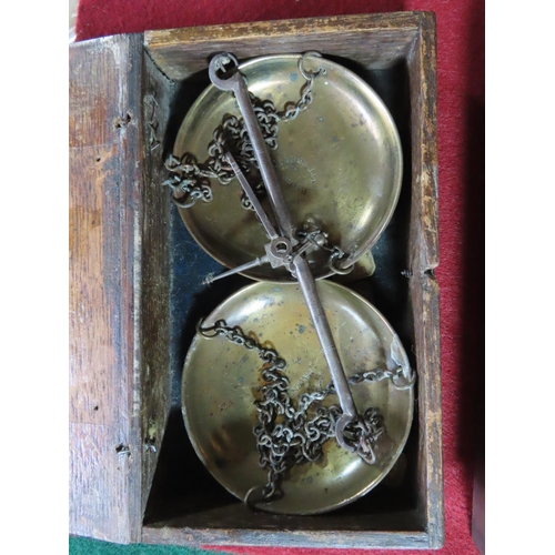 336 - Pair of Antique Balance Scales Marked W and T Avery Contained in Original Box with Quantity of Coin ... 