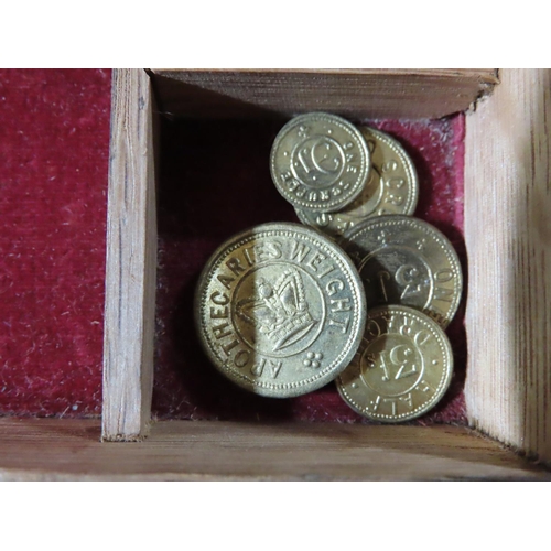 340 - Antique Balance Scales Contained in Original Fitted Box with Some Coin Weights