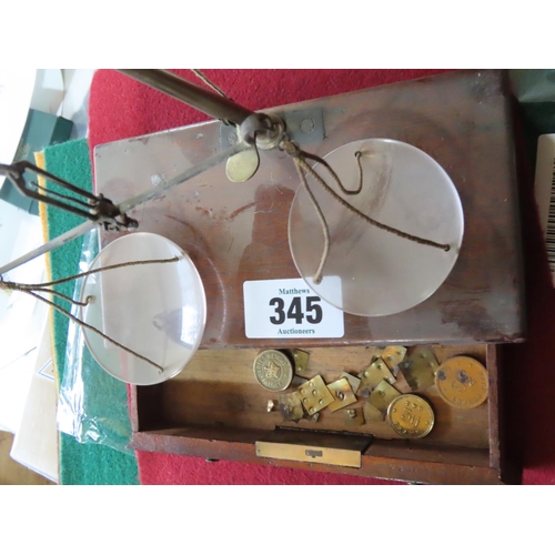 345 - Set of Balance Scales on Original Drawer Base Containing Some Coin Weights