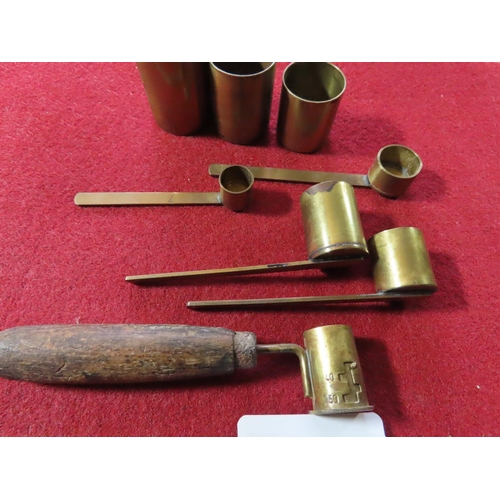 346 - Quantity of Brass Shot or Powder Measures Including One Adjustable Example