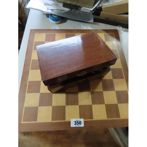 350 - Timber Chest Board and Box Containing Wooden Chest Pieces