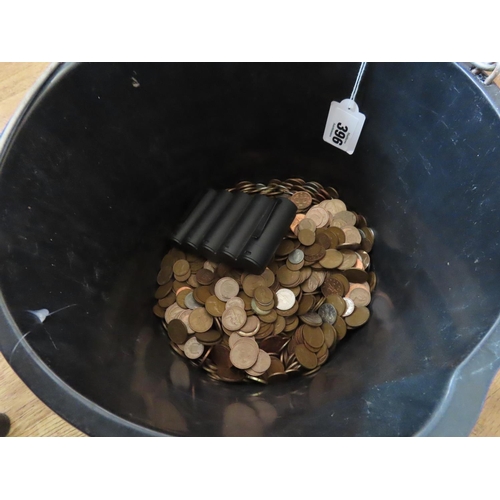 396 - Bucket Containing a Quantity of Coinage Mostly UK Some Euro