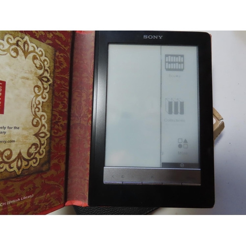 398 - Amazon Kindle Book Reader Together with Sony Book Reader in Sherlock Holmes Cover No Cables