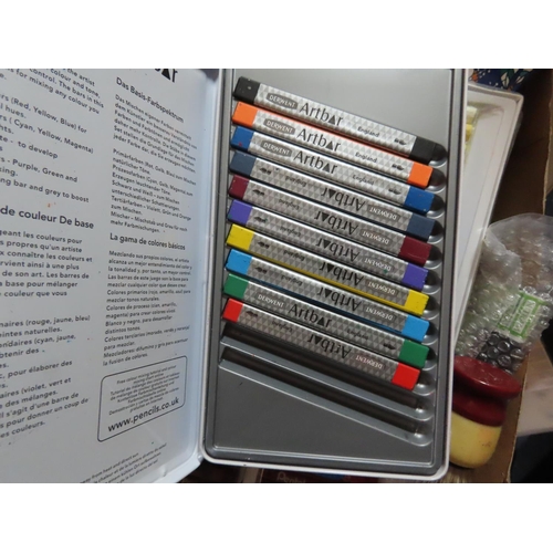 502 - Box of Mixed Pastels, Crayons etc.