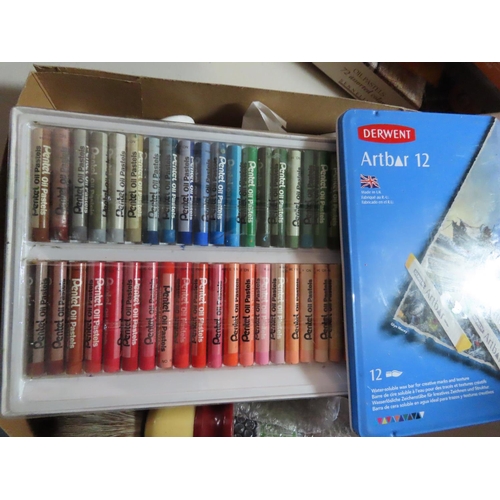 502 - Box of Mixed Pastels, Crayons etc.