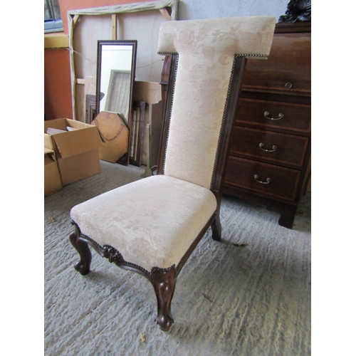 555 - Victorian Side Chair Mahogany Frame Cabriole Supports Upholstered