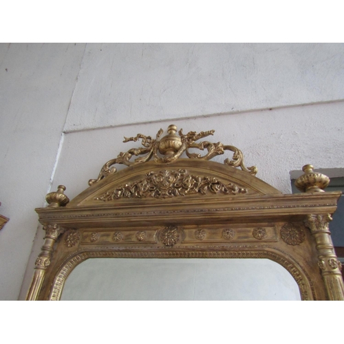 561 - Very Large Carved Giltwood Wall Mirror or Overmantle Approximately 9ft 6 Inches High Attractively De... 