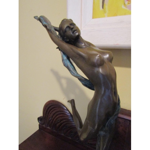 564 - Bronze Sculpture Dancing Nude with Drapery Approximately 20 Inches High