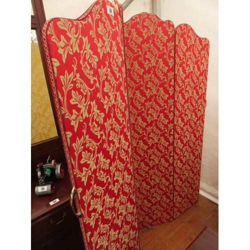 58 - Vintage Four Fold Room Divider with Floral Motif 70 Inches Tall x 60 Inches Extended