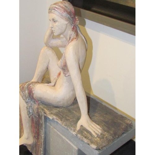 583 - Sculpture by Kells Artist Anne Meldon Hugh Made from Fired Clay with Granite Stands Immaculate Condi... 