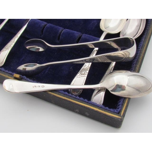 588 - Set of Teaspoons with Sugar Tongs in Good Condition in Own Display Case