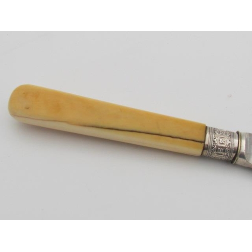 594 - Silver Cake Knife with Ivory Handle Approximately One Hundred Years Old in Good Condition