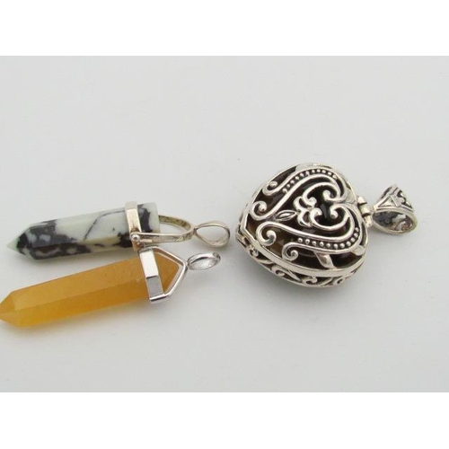 598 - Selection of Silver Pendants with Crystals and Tiger Eye