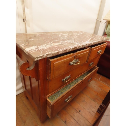 60 - Antique Marble Top Chest Drawers Two Short Drawers over Two Long Drawers 42 Inches Long x 20 Inches ... 