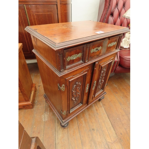 80 - Antique Mahogany Cabinet Featuring Six Single Drawers over Cupboard Base with Original Brass Fitting... 