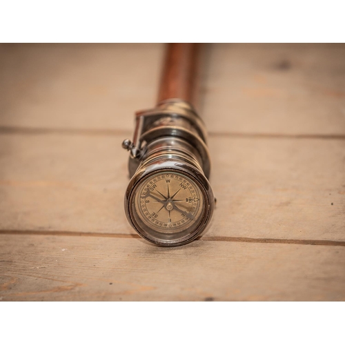 857 - Unusual Compass Mounted Gentleman's Walking Stick