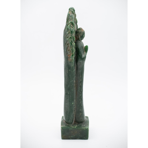 858 - Carved Jade Figure Possibly Eastern Approximately 8 Inches High