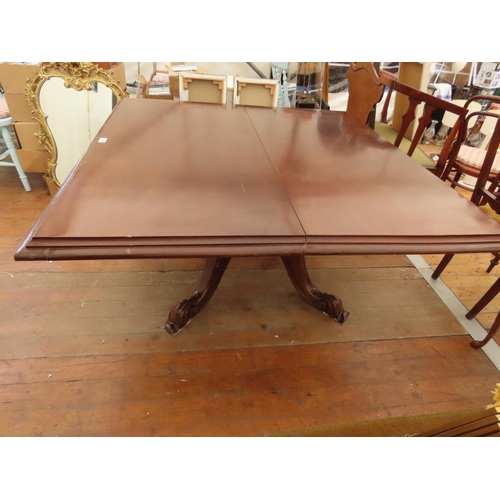 87 - Antique Mahogany Dining Table 55 Inches x 55 Inches x 28 Inches Tall on Turned Support