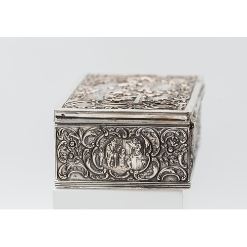 872 - Dutch Silver Box with Hinged Cover Approximately 5 Inches Wide Attractively Detailed