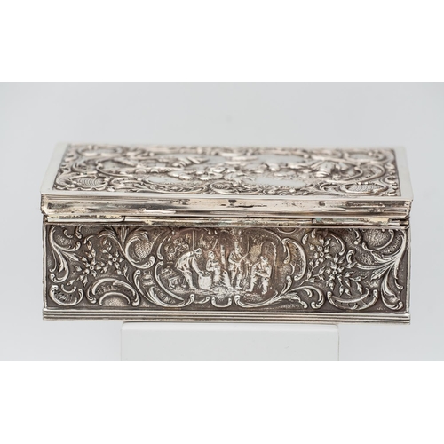 872 - Dutch Silver Box with Hinged Cover Approximately 5 Inches Wide Attractively Detailed