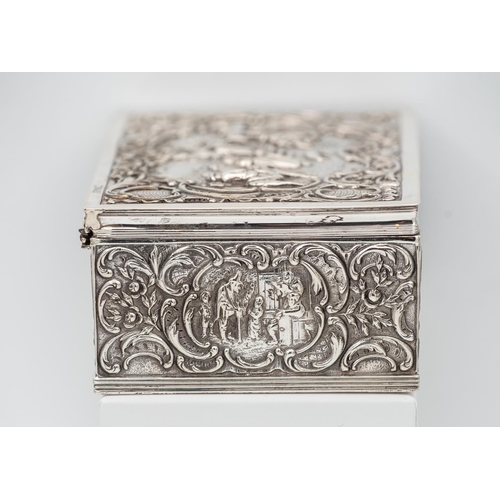 872 - Dutch Silver Box with Hinged Cover Approximately 5 Inches Wide Attractively Detailed